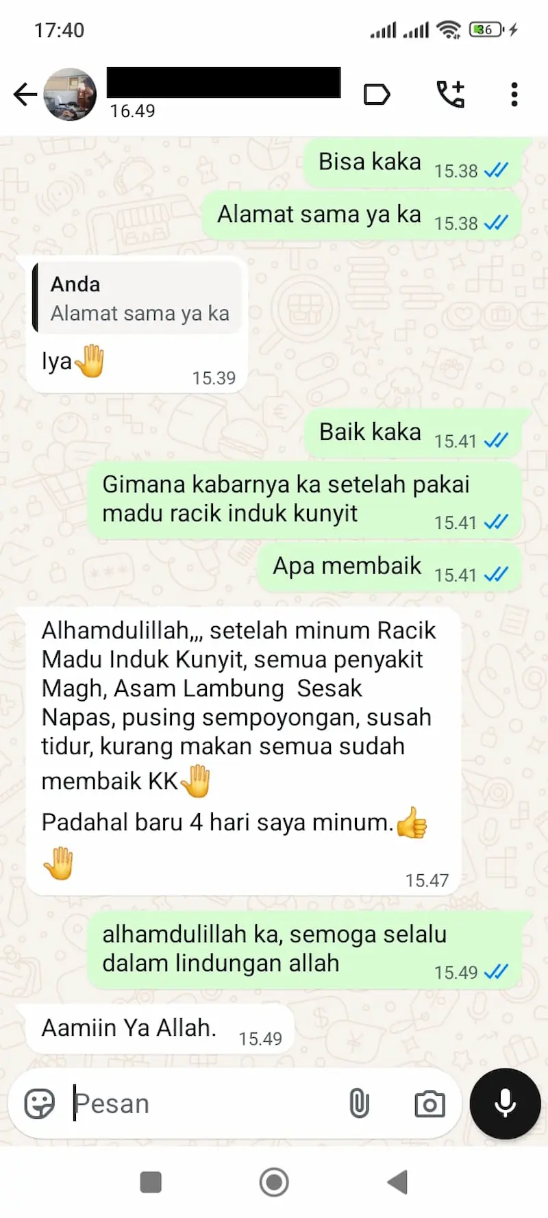 Testimoni WhatsApp 1